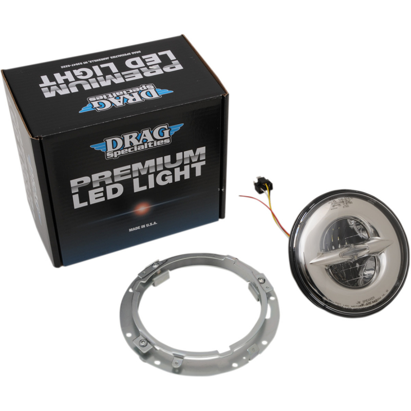 DRAG SPECIALTIES 7" LED Lampen-Einsatz Chrom für Touring bis 2013 mit ECE