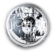 Jeweled Ice 7" Headlight Insert, Clear, with Skull