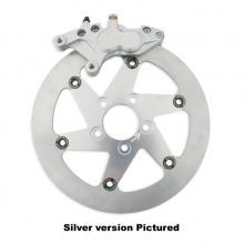 Black 4-piston front brake caliper kit with Aeronal (6 floaters) brake rotor by Beringer, XL  00-07