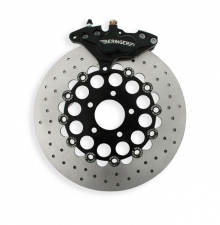 Silver 4-piston front brake caliper kit with Classic (12 floaters) brake rotor by Beringer, XL  00-07