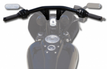 8 Straight-Up T-Bar Handlebar Non-Dimpled 4-Hole Black Powder Coated 1 1/4
