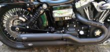 MCJ verstellbare Auspuff-Endschalldämpfer Royal Black für Harley-Davidson Dyna FXDF, FXDLS, FXDWG mit Tüv