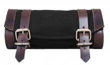 Universal Front Fork Canvas Tool Bag - Black with Brown Accents