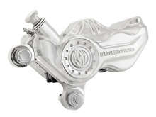 Brake Caliper, Front Left, Chrome, Dyna 00-17, Softail 00-14 (Without FSXTS), XL 00-13, XLH 00-13, FLH 00-07 (With 11,5" Disc), Vrod 02-05 (Without VRSCR)