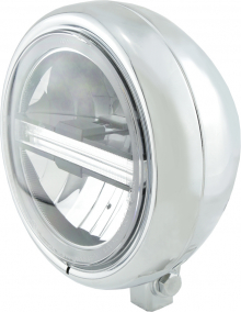 Pecos Type 6, 5 3/4" LED Headlight, Chrome, Bottom Mount