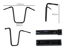 Fehling Schmaler Ape-Hanger, 50cm hoch, schwarz,1-1/4", 31.75mm für z.B.Harley Davidson 1-1/4" Riser