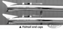 MCJ Lange Top Finned Endkappen, verchromt für Royal Auspuff-Endschalldämpfer