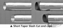 MCJ Kurze Taper Slash Cut Endkappen, schwarz für Royal Auspuff-Endschalldämpfer