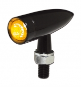 LED Turn Indicator MONO BULLET clear lens, black anodized metal housing
