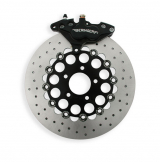 Silver 4-piston front brake caliper kit with Classic (12 floaters) brake rotor by Beringer, XL  00-07