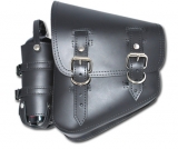 Solo side bag w/bottle BLK Fits Softails and rigids