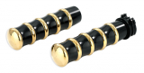 Kustom Tech Vintage Grips for External Throttle in Black Alu. and polish brass