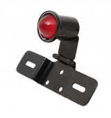 LED Taillight Old School Type 6, Black, Red Lens, With Adjustable License-Plate Bracket