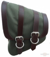 All HD Softail Canvas Left Side Saddle Bag - Army Green with Brown Straps