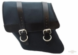 All HD 96-UP Dyna Canvas Left Side Saddle Bag - Black with Black Leather Accents