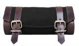 Universal Front Fork Canvas Tool Bag - Black with Brown Accents
