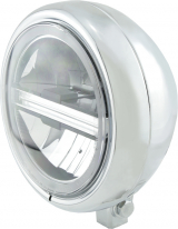 Pecos Type 6, 5 3/4" LED Headlight, Chrome, Bottom Mount
