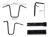 Fehling Schmaler Ape-Hanger, 50cm hoch, schwarz,1-1/4", 31.75mm für z.B.Harley Davidson 1-1/4" Riser