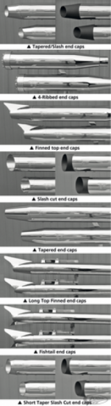 MCJ Kurze Taper Slash Cut Endkappen, verchromt für Royal Auspuff-Endschalldämpfer